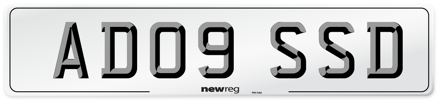 AD09 SSD Number Plate from New Reg